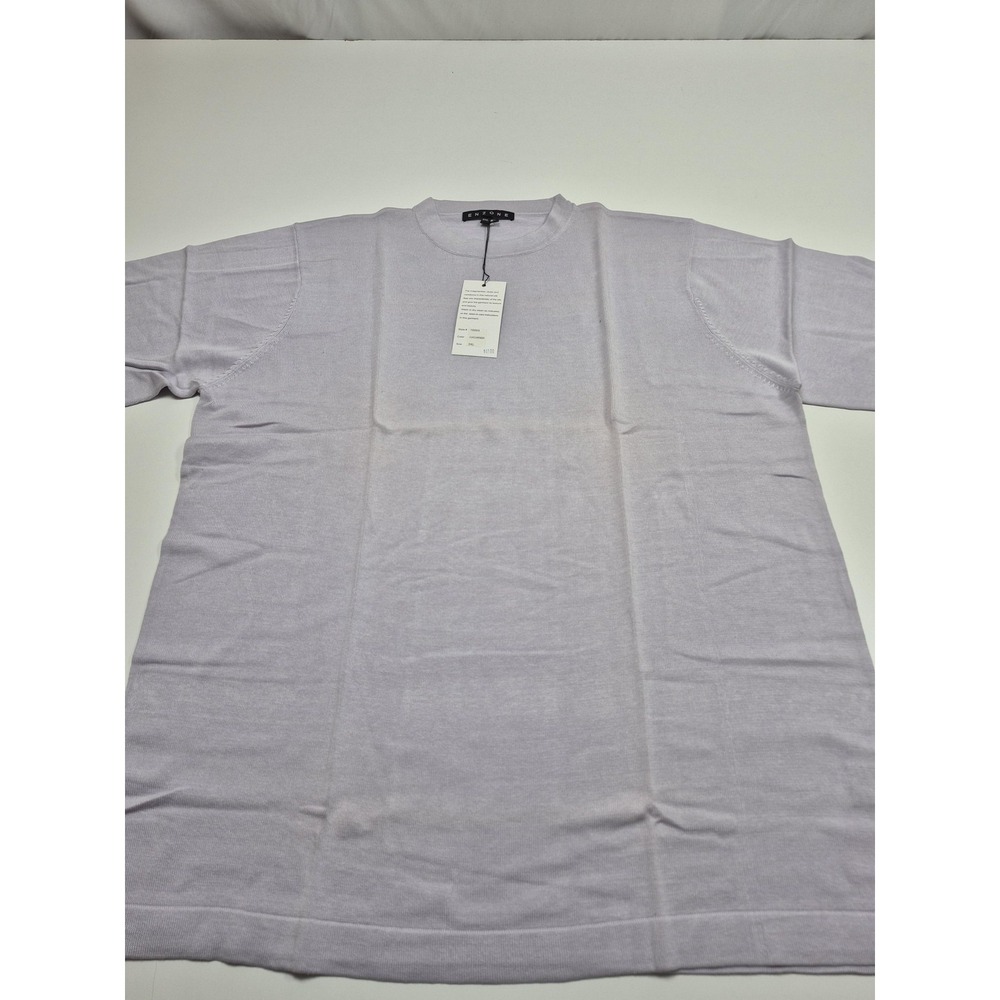 ENZONE Sweater Mens 3XL Lilac Lavender Silk Cotton Crewneck Short Sleeve READ
